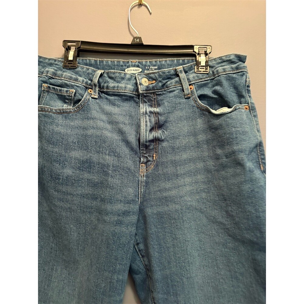 Old Navy OG Straight Jeans Womens Size 16 Blue Medium Wash High Rise - Picture 2 of 10